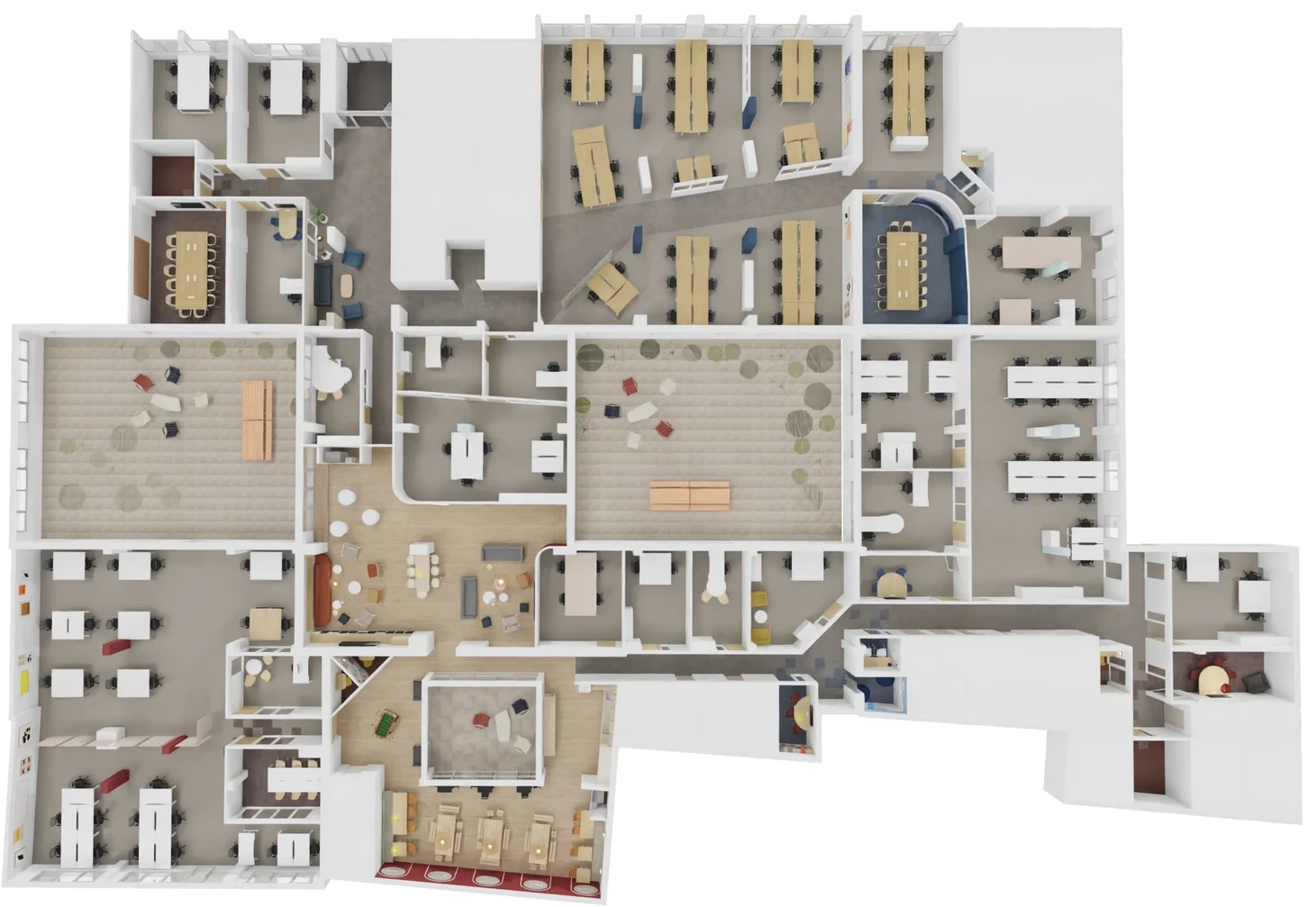 Plan 3D d'aménagement de bureaux réalisé par LIV Intérieur