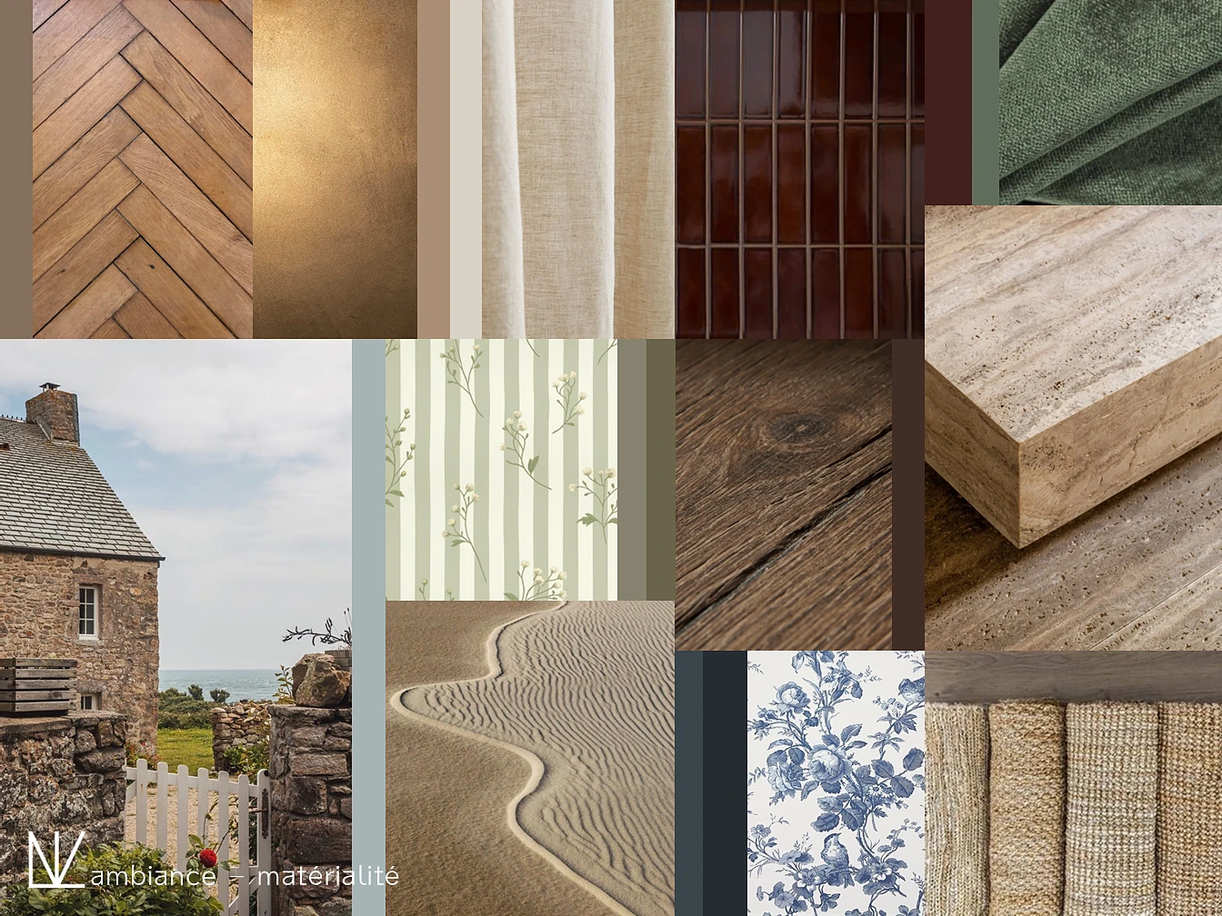 Planche d'ambiance et de matériaux, architecture d'intérieur LIV Intérieur